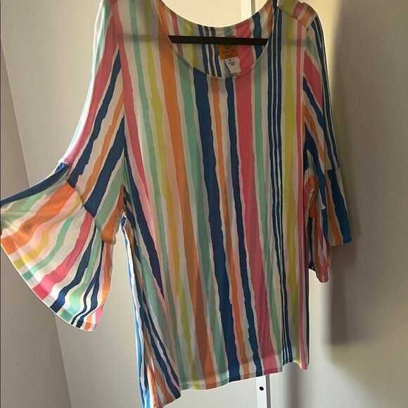 Ruby Rd Colorful Striped Women's Top 1X - Picture 3 of 6